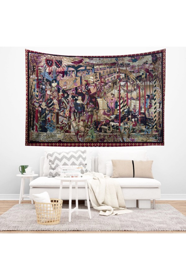 Hippi Renkli Çiçekler Desenli Duvar Örtüsü Duvar Halısı Tapestry