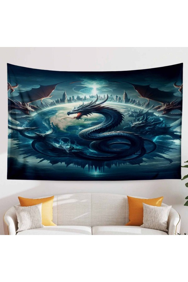 Mavi Mistik Ejderha Desenli Duvar Örtüsü Duvar Halısı Tapestry Mavi Mistik Ejderha Desenli Duvar Örtüsü Duvar Halısı Tapestry