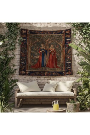 Ortaçağ Bahçe Fransız Desenli Duvar Örtüsü Duvar Halısı Tapestry Ortaçağ Bahçe Fransız Desenli Duvar Örtüsü Duvar Halısı Tapestry