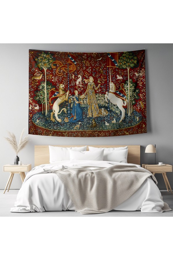 Ortaçağ Unicorn Fransız Desenli Duvar Örtüsü Duvar Halısı Tapestry Ortaçağ Unicorn Fransız Desenli Duvar Örtüsü Duvar Halısı Tapestry