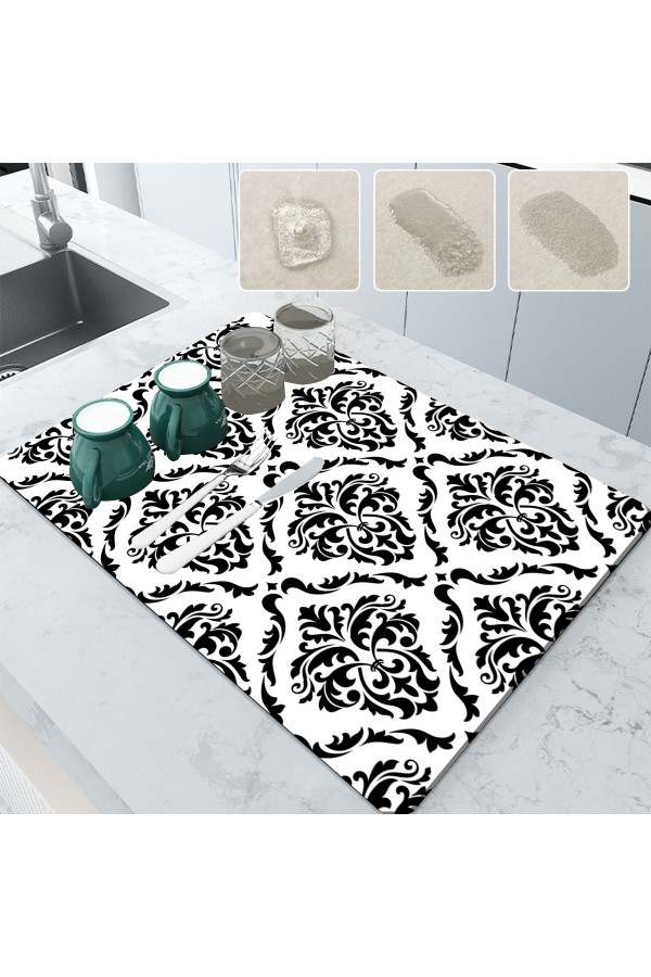 Else Dekor Siyah Beyaz Damask Tezgah Üstü Bulasik Kurutma Matı Kaymaz Kurulama Bezi Kurutma Örtüsü Else Dekor Siyah Beyaz Damask Tezgah Üstü Bulasik Kurutma Matı Kaymaz Kurulama Bezi Kurutma Örtüsü