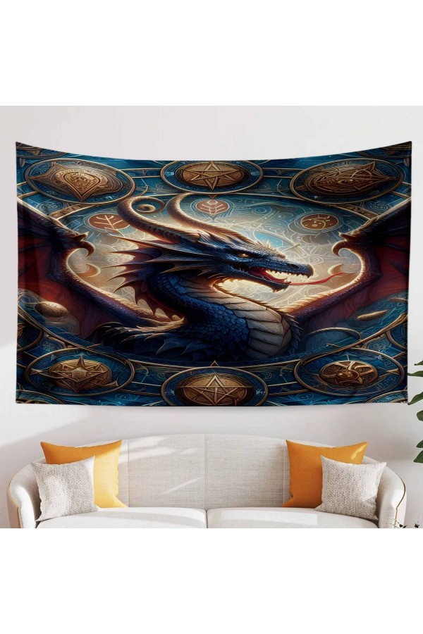 Astroloji Ejderha Desenli Duvar Örtüsü Duvar Halısı Tapestry