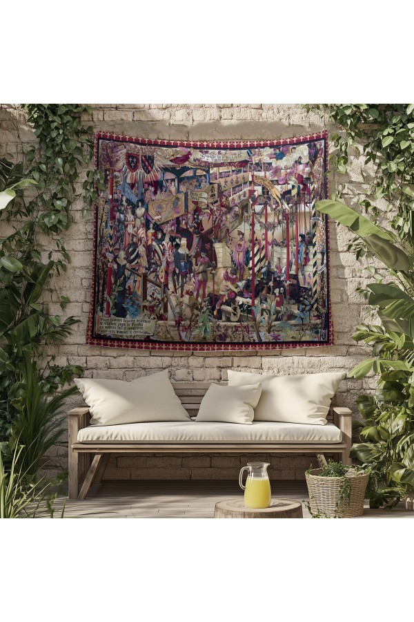 Hippi Renkli Çiçekler Desenli Duvar Örtüsü Duvar Halısı Tapestry