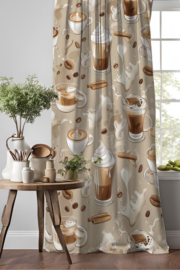 Kahve Bardakları Desenli Djital Baskılı Yemek Odası Mutfak Fon Perde 140x260cm Kahve Bardakları Desenli Djital Baskılı Yemek Odası Mutfak Fon Perde 140x260cm