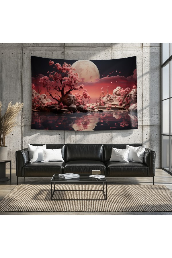 Orman Ağaçlar Manzara Desenli Duvar Örtüsü Duvar Halısı Tapestry Orman Ağaçlar Manzara Desenli Duvar Örtüsü Duvar Halısı Tapestry