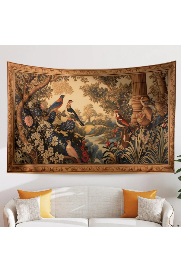Fransız Vintage Retro Bahçe Desenli Duvar Örtüsü Duvar Halısı Tapestry Fransız Vintage Retro Bahçe Desenli Duvar Örtüsü Duvar Halısı Tapestry