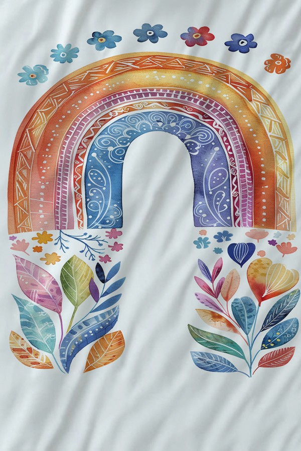 Boho Gökkuşağı Sulu boya Desenli Kız Çocuk Tek Kişilik Nevresim Takımı Yastık Kılıflı Boho Gökkuşağı Sulu boya Desenli Kız Çocuk Tek Kişilik Nevresim Takımı Yastık Kılıflı