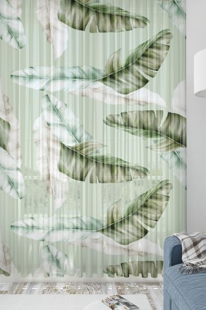 Else Yeşil Beyaz Tüyler Desenli Modern Tek Kanat Tül Perde 140x260 Else Yeşil Beyaz Tüyler Desenli Modern Tek Kanat Tül Perde 140x260