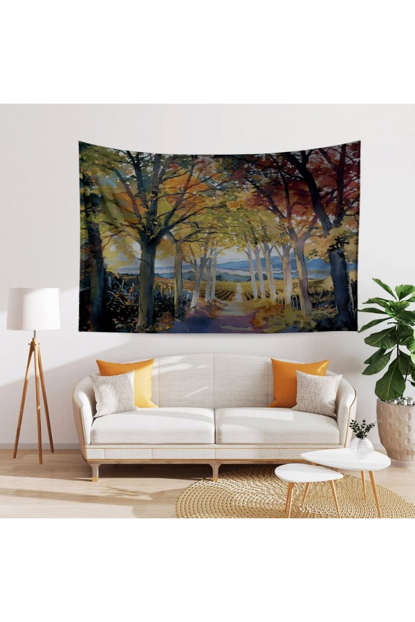 Orman Ağaçlar Manzara Desenli Duvar Örtüsü Duvar Halısı Tapestry Orman Ağaçlar Manzara Desenli Duvar Örtüsü Duvar Halısı Tapestry