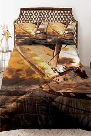 Sarı Çiftne Yat Desenli Çift Kişilik Kapitoneli Yorgan Yastık Kılıflı Sarı Çiftne Yat Desenli Çift Kişilik Kapitoneli Yorgan Yastık Kılıflı