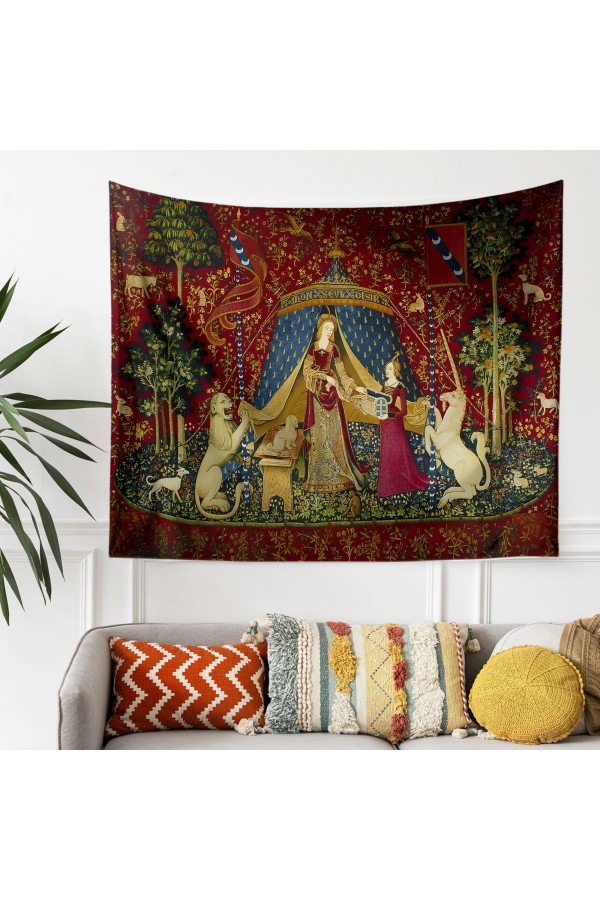 Ortaçağ Retro Fransız Desenli Duvar Örtüsü Duvar Halısı Tapestry Ortaçağ Retro Fransız Desenli Duvar Örtüsü Duvar Halısı Tapestry
