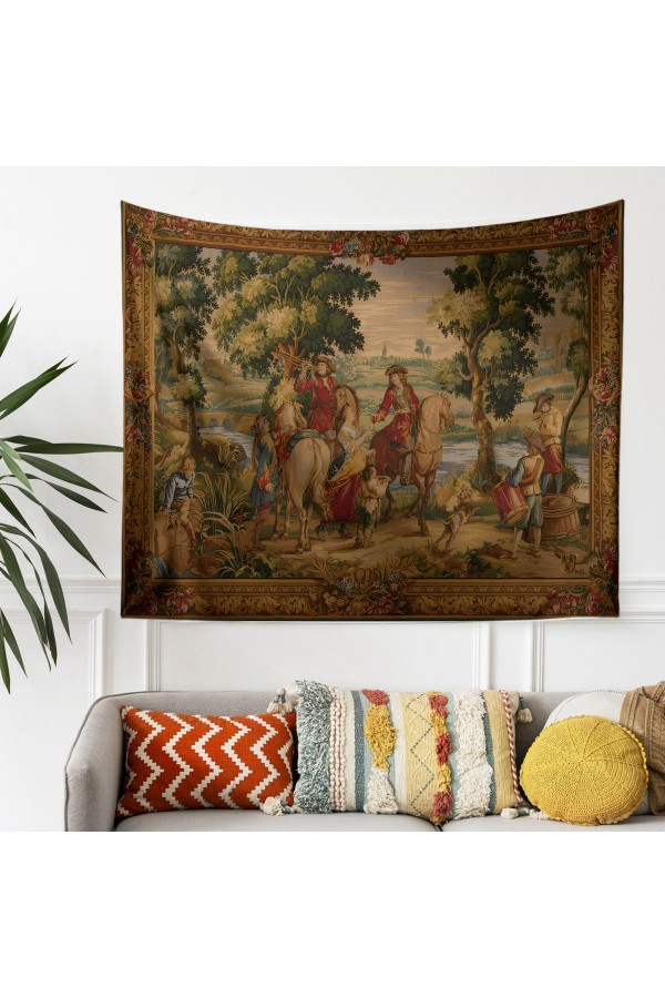 Ortaçağ Vintage Fransız Desenli Duvar Örtüsü Duvar Halısı Tapestry Ortaçağ Vintage Fransız Desenli Duvar Örtüsü Duvar Halısı Tapestry