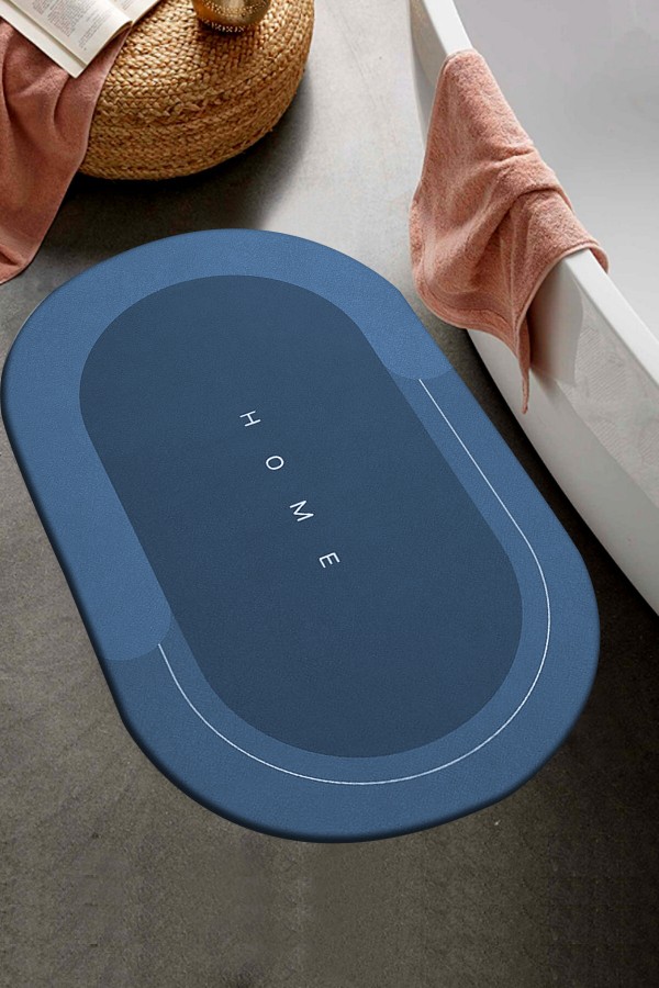 Else Dekor Mavi Home Desenli Duş Önü Banyo Halısı Paspas Klozet Tek Parça Oval Else Dekor Mavi Home Desenli Duş Önü Banyo Halısı Paspas Klozet Tek Parça Oval