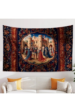 Ortaçağ Kale Fransız Desenli Duvar Örtüsü Duvar Halısı Tapestry Ortaçağ Kale Fransız Desenli Duvar Örtüsü Duvar Halısı Tapestry