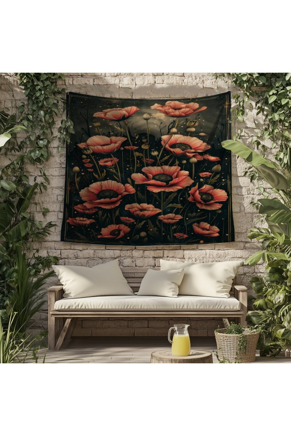 Hippi Barış Desenli Duvar Örtüsü Duvar Halısı Tapestry