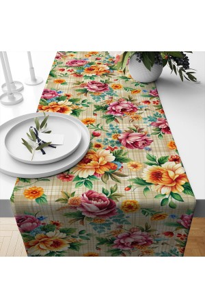 Renkli Güller Kareli Desenli Dijital Baskılı Leke Tutmaz Dertsiz Dekoratif Runner Örtüsü 40x140cm Renkli Güller Kareli Desenli Dijital Baskılı Leke Tutmaz Dertsiz Dekoratif Runner Örtüsü 40x140cm
