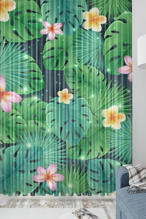 Else Tropik Yaprak Desenli Modern Tek Kanat Tül Perde 140x260 Else Tropik Yaprak Desenli Modern Tek Kanat Tül Perde 140x260