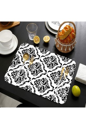 Else Dekor Siyah Beyaz Damask Yıkanabilir Kaymaz Dikdörtgen Amerikan Servis Tabak Altı Supla Else Dekor Siyah Beyaz Damask Yıkanabilir Kaymaz Dikdörtgen Amerikan Servis Tabak Altı Supla