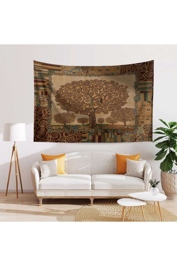 Gustav Klimt Yaşam Ağacı Desenli Duvar Örtüsü Duvar Halısı Tapestry