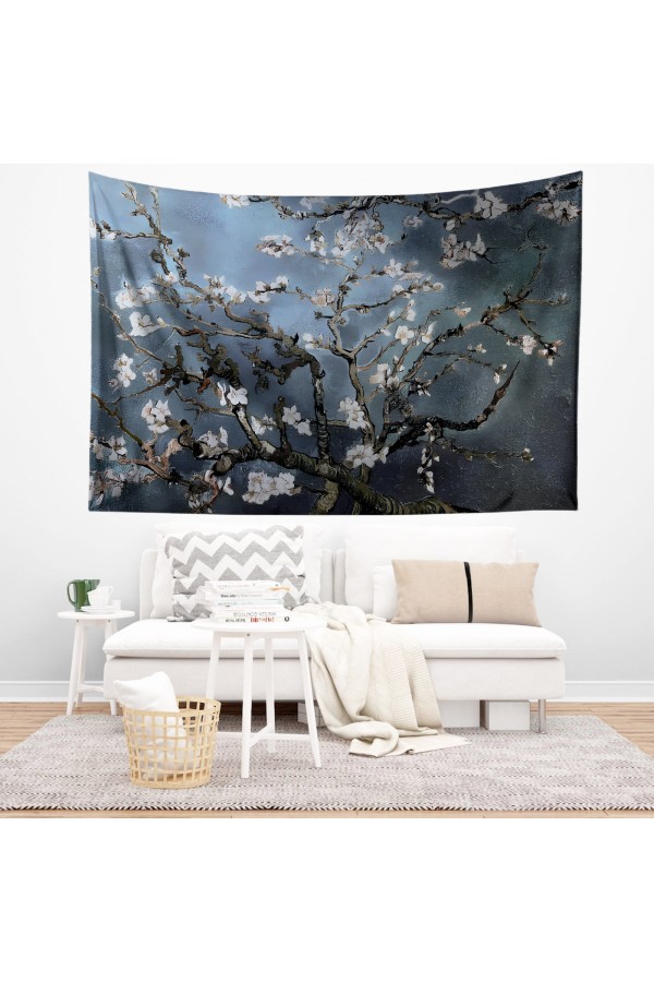 Van Gogh Mavi Zemin Badem Ağacı Desenli Duvar Örtüsü Duvar Halısı Tapestry Van Gogh Mavi Zemin Badem Ağacı Desenli Duvar Örtüsü Duvar Halısı Tapestry