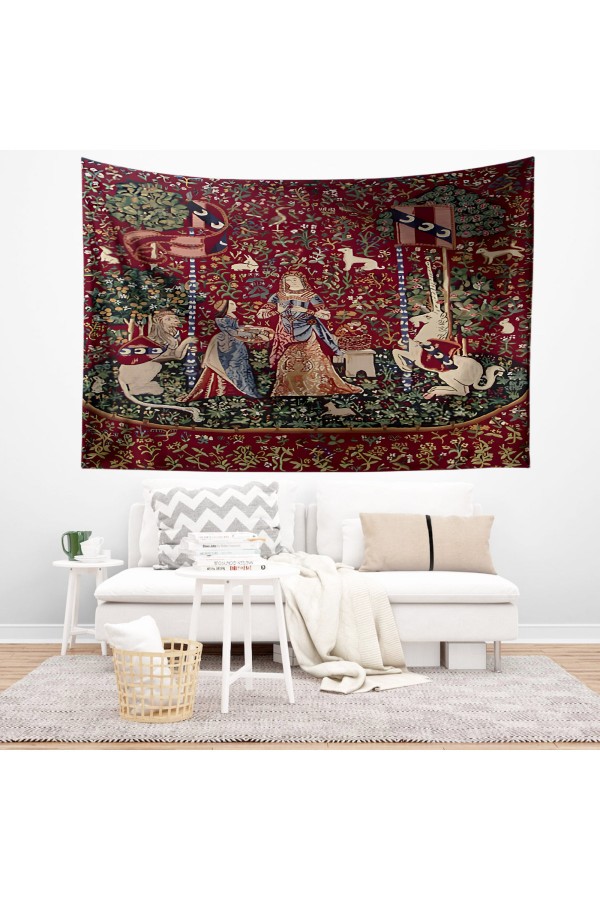 Ortaçağ Unicorn Fransız Desenli Duvar Örtüsü Duvar Halısı Tapestry Ortaçağ Unicorn Fransız Desenli Duvar Örtüsü Duvar Halısı Tapestry