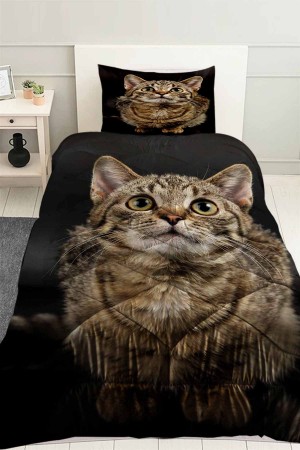 Sevimli Kedi Desenli Tek Kişilik Kapitoneli Yorgan Yastık Kılıflı Sevimli Kedi Desenli Tek Kişilik Kapitoneli Yorgan Yastık Kılıflı
