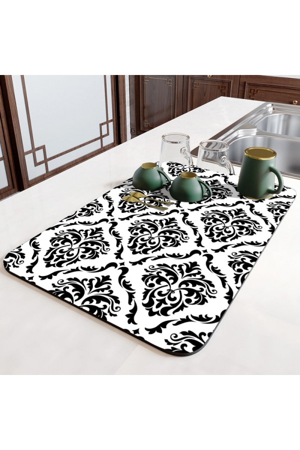 Else Dekor Siyah Beyaz Damask Tezgah Üstü Bulasik Kurutma Matı Kaymaz Kurulama Bezi Kurutma Örtüsü Else Dekor Siyah Beyaz Damask Tezgah Üstü Bulasik Kurutma Matı Kaymaz Kurulama Bezi Kurutma Örtüsü