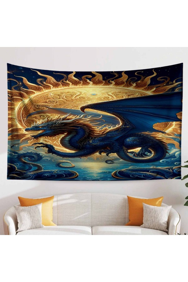 Güneş Ejderha Desenli Duvar Örtüsü Duvar Halısı Tapestry