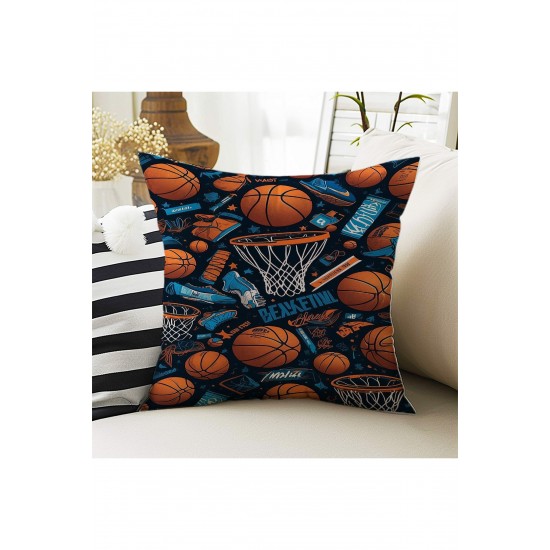 Basketbol Topları Desenli Erkek ÇocukDekoratif Çift Taraflı Kırlent Kılıfı 43x43cm