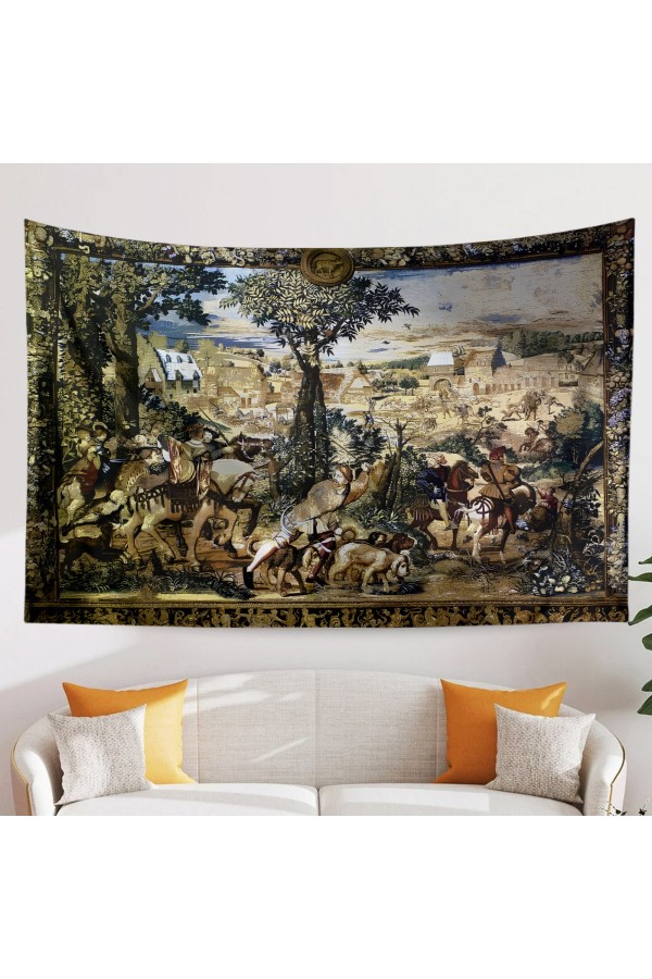 Ortaçağ Vintage Fransız Desenli Duvar Örtüsü Duvar Halısı Tapestry Ortaçağ Vintage Fransız Desenli Duvar Örtüsü Duvar Halısı Tapestry