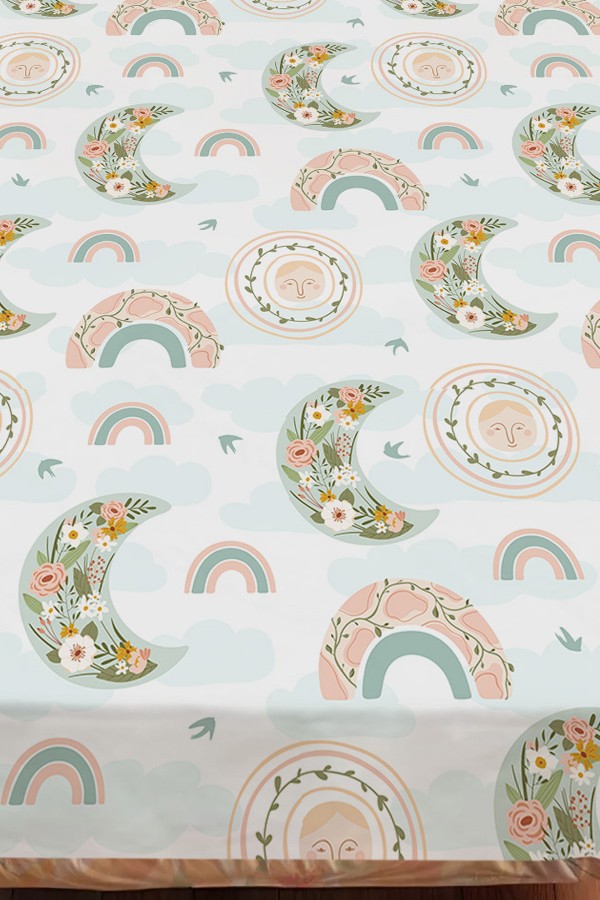 Boho Gökkuşağı Desenli Kız Çocuk Tek Kişilik Dekoratif Yatak Örtüsü Yastık Kılıflı Boho Gökkuşağı Desenli Kız Çocuk Tek Kişilik Dekoratif Yatak Örtüsü Yastık Kılıflı