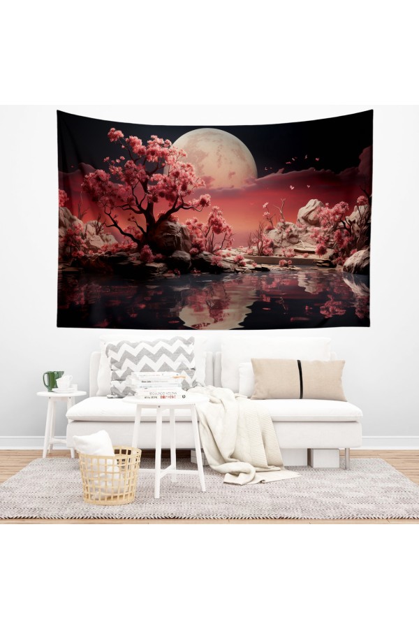 Orman Ağaçlar Manzara Desenli Duvar Örtüsü Duvar Halısı Tapestry Orman Ağaçlar Manzara Desenli Duvar Örtüsü Duvar Halısı Tapestry