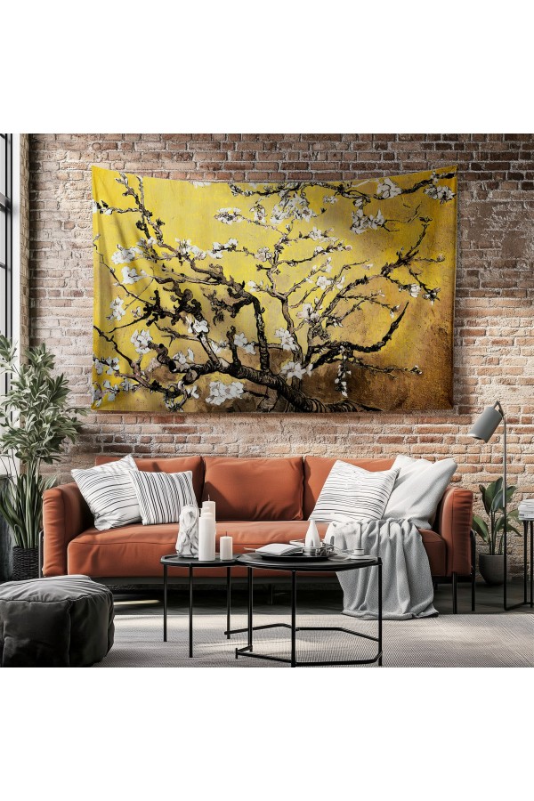 Van Gogh Sarı Zemin Badem Ağacı Desenli Duvar Örtüsü Duvar Halısı Tapestry Van Gogh Sarı Zemin Badem Ağacı Desenli Duvar Örtüsü Duvar Halısı Tapestry