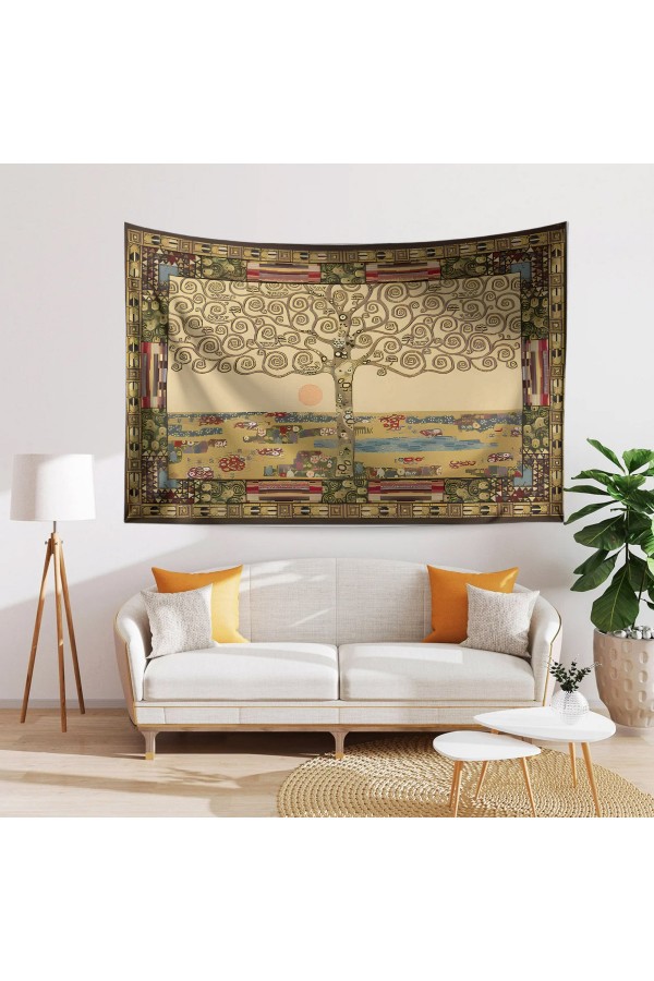 Gustav Klimt Yaşam Ağacı Desenli Duvar Örtüsü Duvar Halısı Tapestry Gustav Klimt Yaşam Ağacı Desenli Duvar Örtüsü Duvar Halısı Tapestry