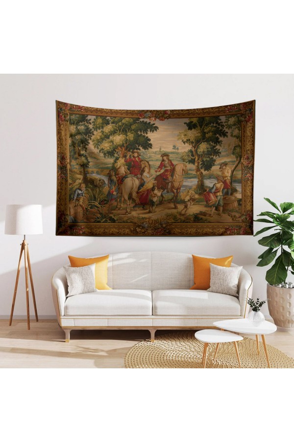 Ortaçağ Vintage Fransız Desenli Duvar Örtüsü Duvar Halısı Tapestry Ortaçağ Vintage Fransız Desenli Duvar Örtüsü Duvar Halısı Tapestry