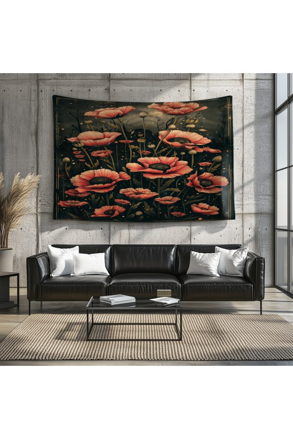 Hippi Barış Desenli Duvar Örtüsü Duvar Halısı Tapestry