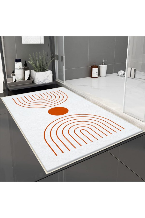 Minimal Geometrik Desenli Tekli Banyo Paspas Halısı Kaymaz Yıkanabilir
