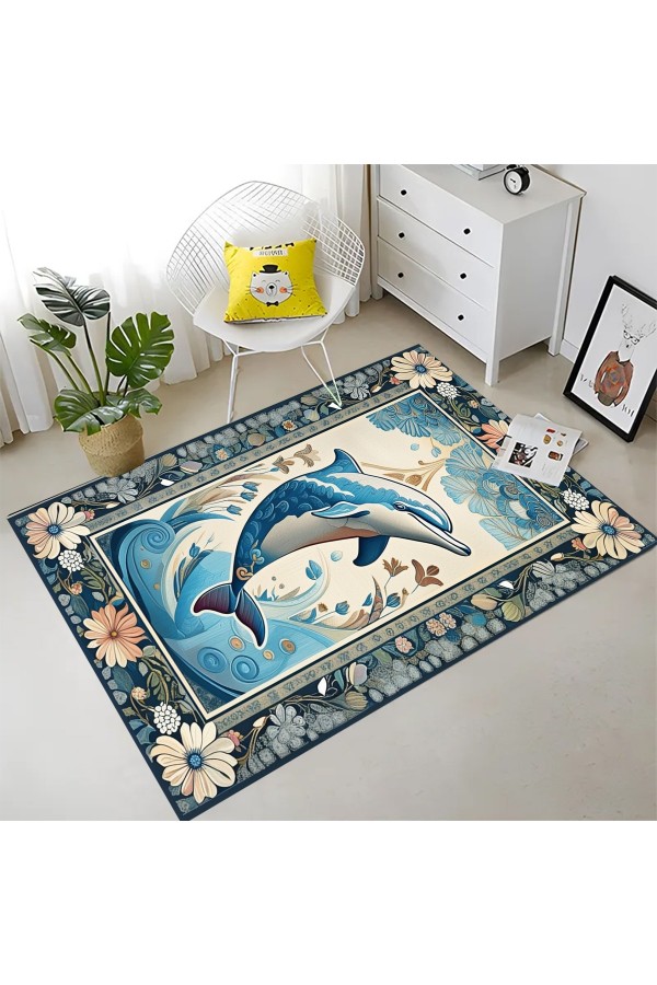Yunus Denizci Marin Desenli Dokuma Şönil Kilim Halı Yıkanabilir Salon Oturma Odası Mutfak Halısı