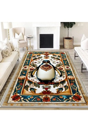 Sevimli Penguen Desenli Dokuma Şönil Kilim Halı Yıkanabilir Salon Oturma Odası Mutfak Halısı Sevimli Penguen Desenli Dokuma Şönil Kilim Halı Yıkanabilir Salon Oturma Odası Mutfak Halısı