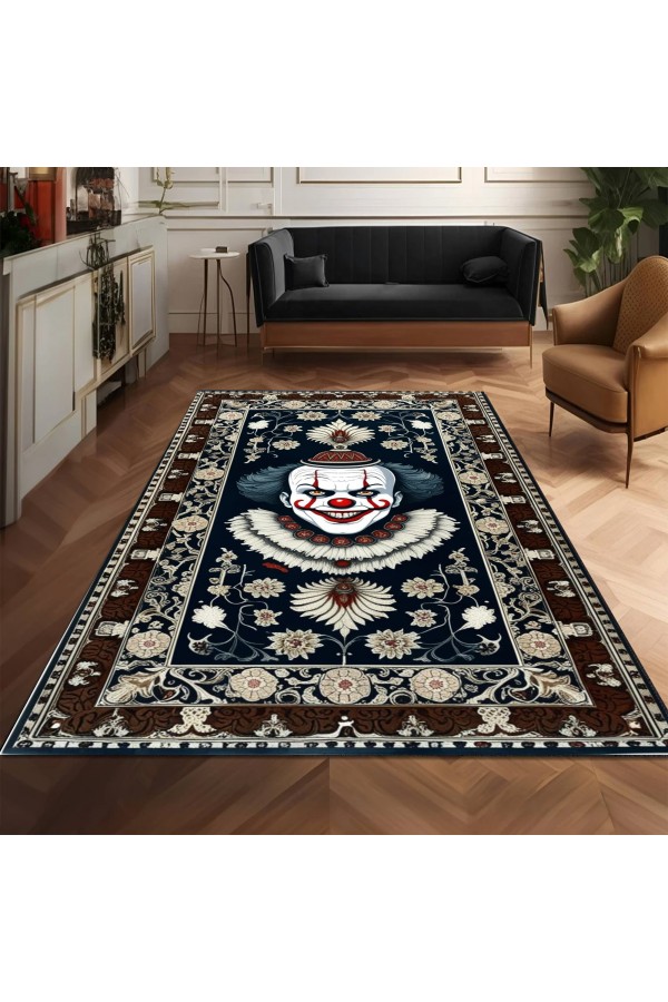 Gotik Korku Palyanço Desenli Dokuma Şönil Kilim Halı Yıkanabilir Salon Oturma Odası Mutfak Halısı