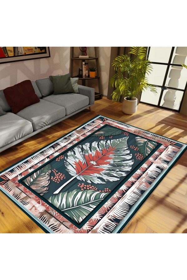 Vintage Yaprak Desenli Dokuma Şönil Kilim Halı Yıkanabilir Salon Oturma Odası Mutfak Halısı Vintage Yaprak Desenli Dokuma Şönil Kilim Halı Yıkanabilir Salon Oturma Odası Mutfak Halısı