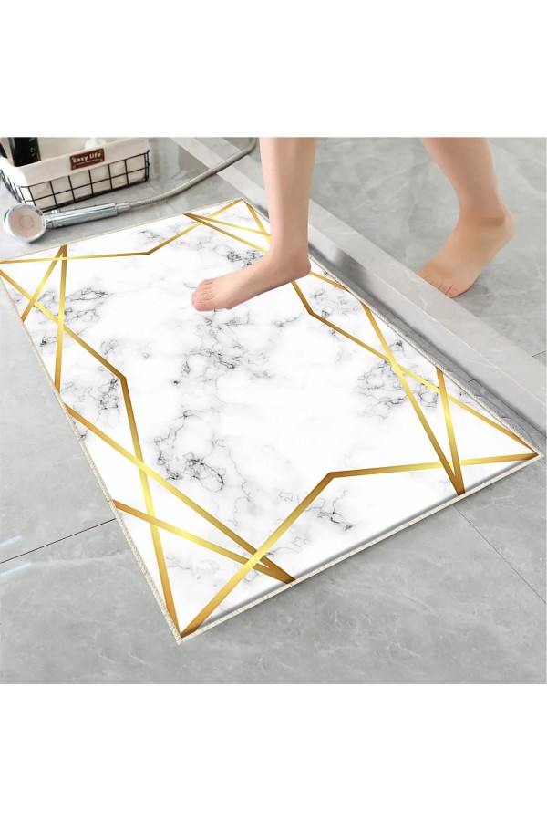 Buğday Başaklı Desenli Tekli Banyo Paspas Halısı Kaymaz Yıkanabilir