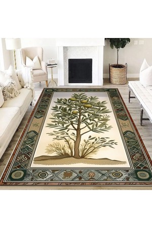Zeytin Ağacı Desenli Dokuma Şönil Kilim Halı Yıkanabilir Salon Oturma Odası Mutfak Halısı Zeytin Ağacı Desenli Dokuma Şönil Kilim Halı Yıkanabilir Salon Oturma Odası Mutfak Halısı