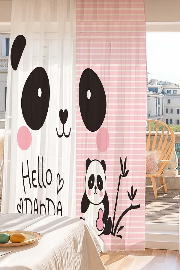 Sevimli Panda Desenli Dijital Baskı Fon Perde Salon Mutfak Yatak Odası 140x260cm Sevimli Panda Desenli Dijital Baskı Fon Perde Salon Mutfak Yatak Odası 140x260cm