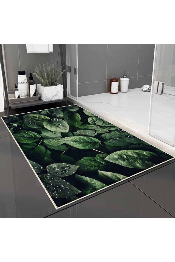 Gri Taşlar Desenli Tekli Banyo Paspas Halısı Kaymaz Yıkanabilir