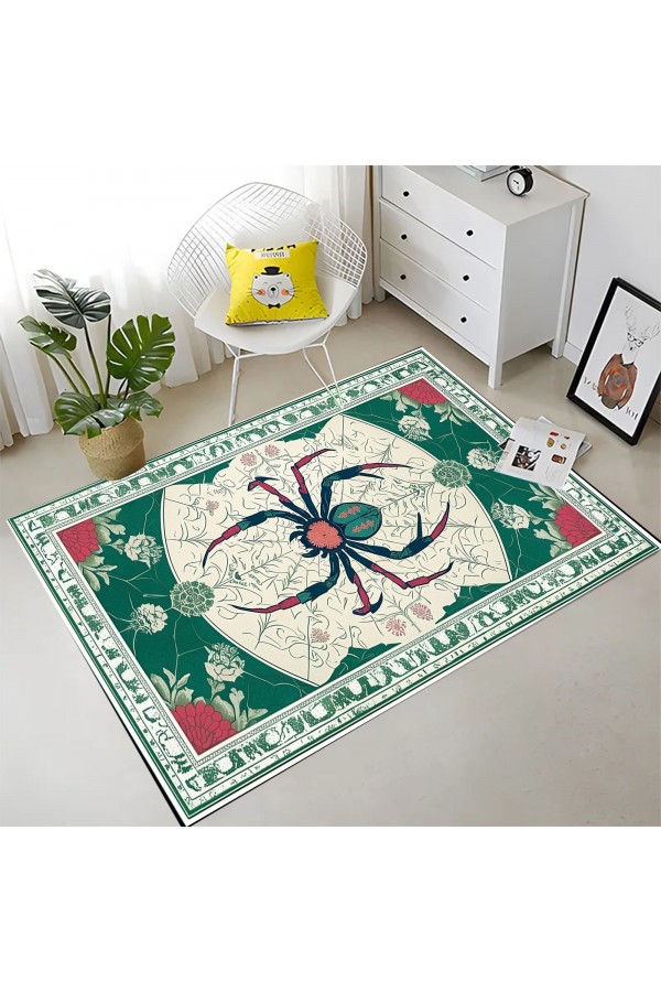 Örümcek Desenli Dokuma Şönil Kilim Halı Yıkanabilir Salon Oturma Odası Mutfak Halısı