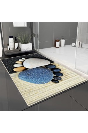 Renkli Ayak Taşlı Desenli Tekli Banyo Paspas Halısı Kaymaz Yıkanabilir Renkli Ayak Taşlı Desenli Tekli Banyo Paspas Halısı Kaymaz Yıkanabilir