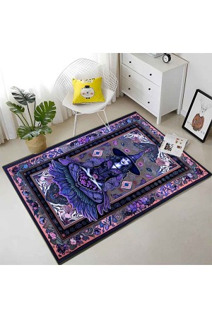 Gotik Mor Cadı Desenli Dokuma Şönil Kilim Halı Yıkanabilir Salon Oturma Odası Mutfak Halısı Gotik Mor Cadı Desenli Dokuma Şönil Kilim Halı Yıkanabilir Salon Oturma Odası Mutfak Halısı