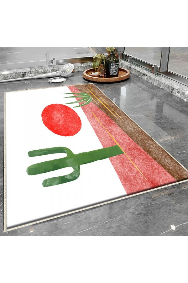 Renkli Minimal Geo Desenli Tekli Banyo Paspas Halısı Kaymaz Yıkanabilir