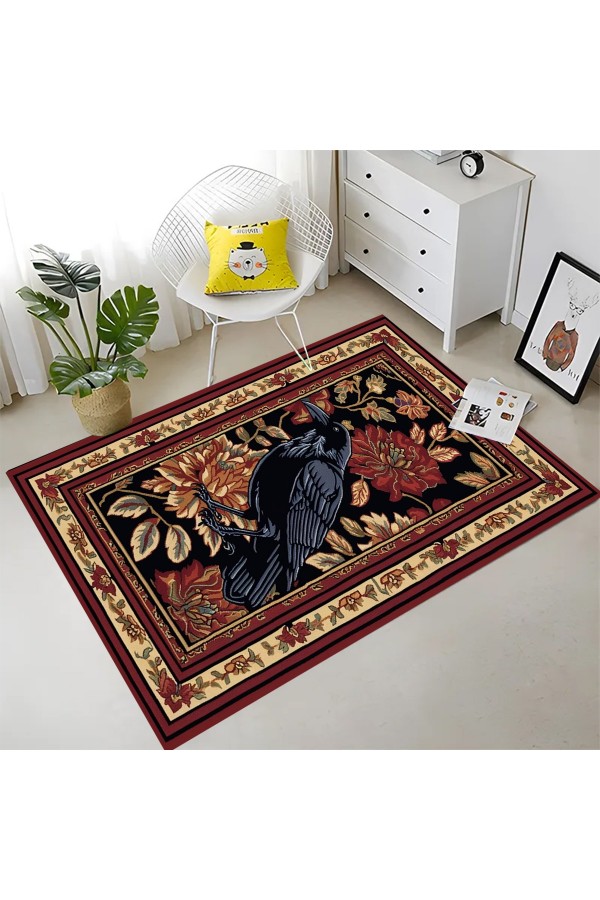 Gotik Karga Desenli Dokuma Şönil Kilim Halı Yıkanabilir Salon Oturma Odası Mutfak Halısı